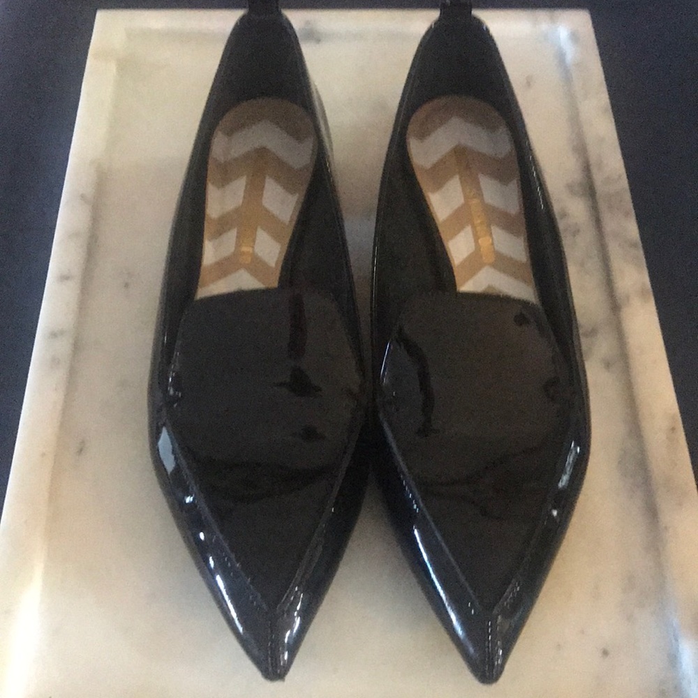 Nicholas Kirkwood black flats gold trim heel 38.5